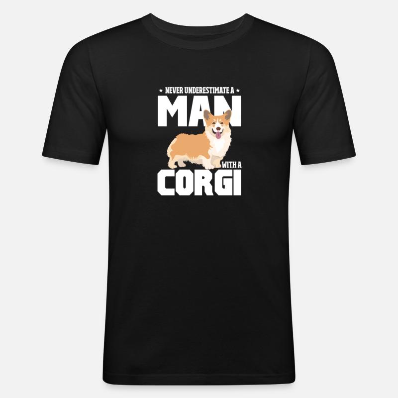 Corgi - Männer Slim Fit T-Shirt - Schwarz