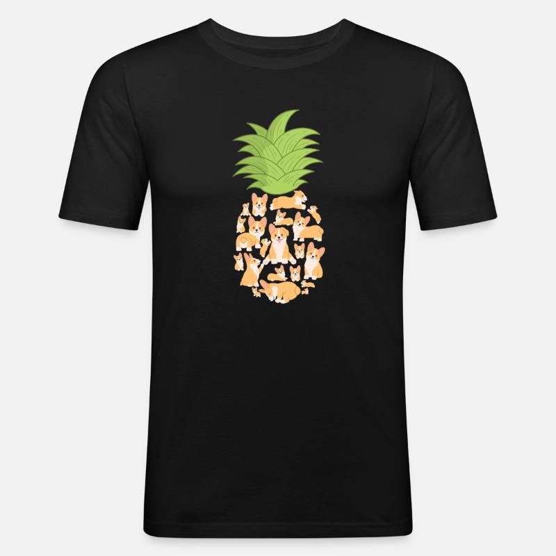 Corgi - Männer Slim Fit T-Shirt - Schwarz