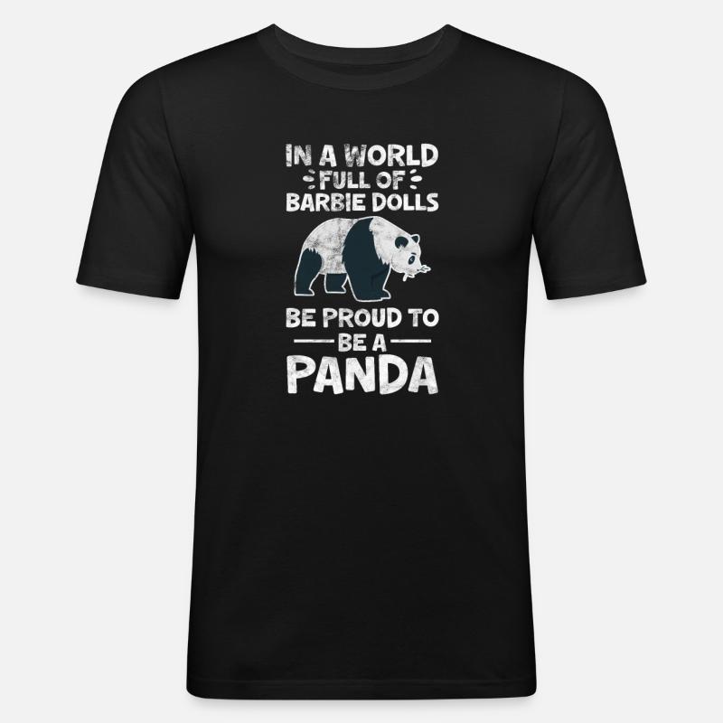 Panda - Männer Slim Fit T-Shirt - Schwarz