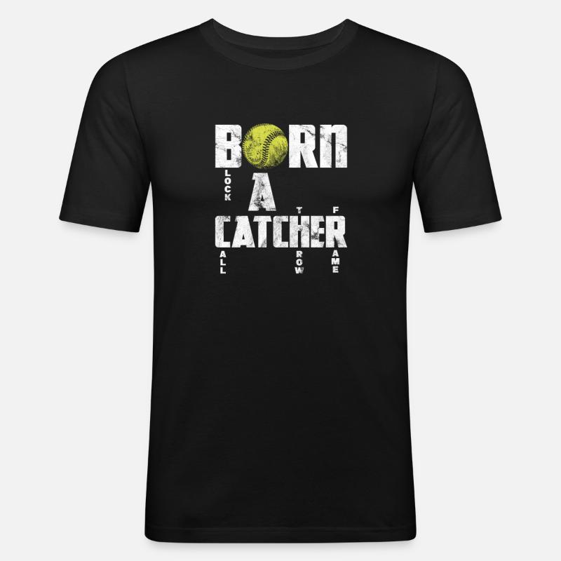 Softball - Männer Slim Fit T-Shirt - Schwarz