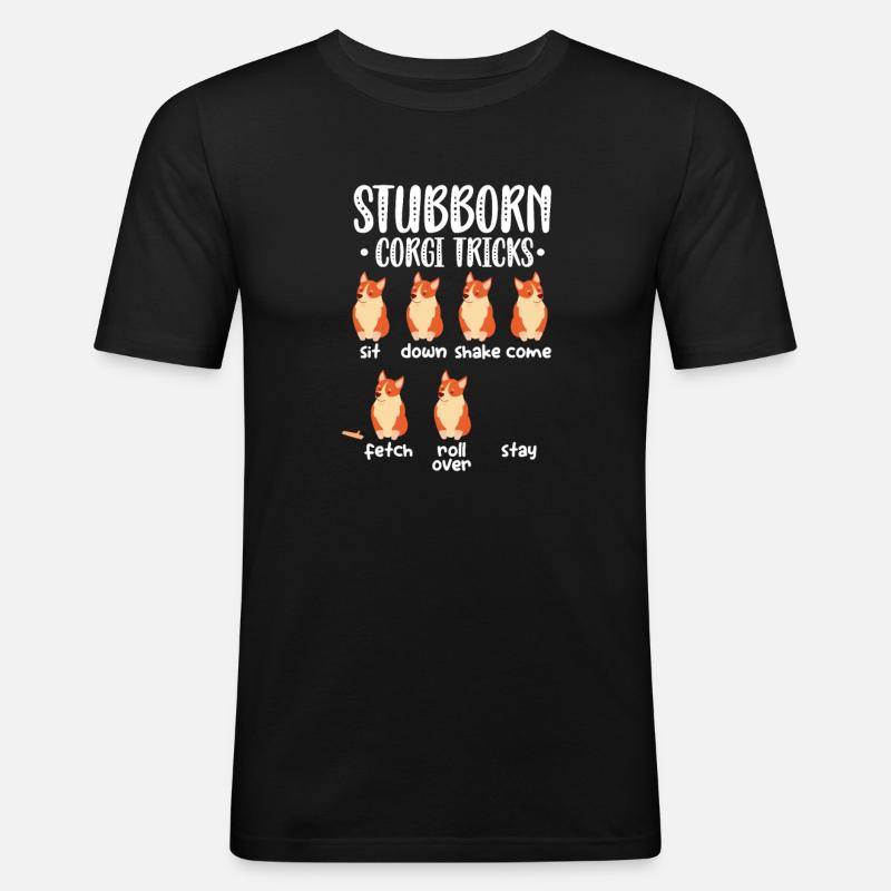 Corgi - Männer Slim Fit T-Shirt - Schwarz