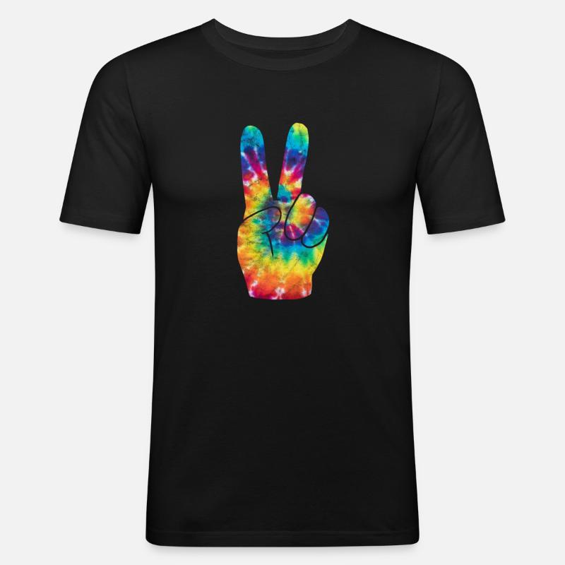 Hippie - Männer Slim Fit T-Shirt - Schwarz