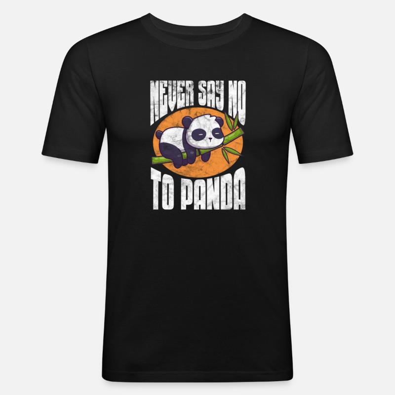 Panda - Männer Slim Fit T-Shirt - Schwarz