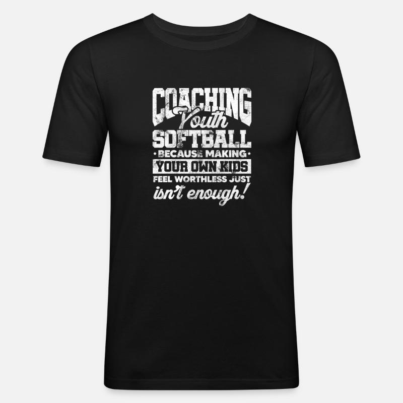 Softball Coach - Männer Slim Fit T-Shirt - Schwarz