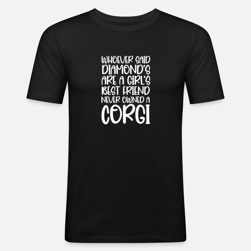 Corgi - Männer Slim Fit T-Shirt - Schwarz