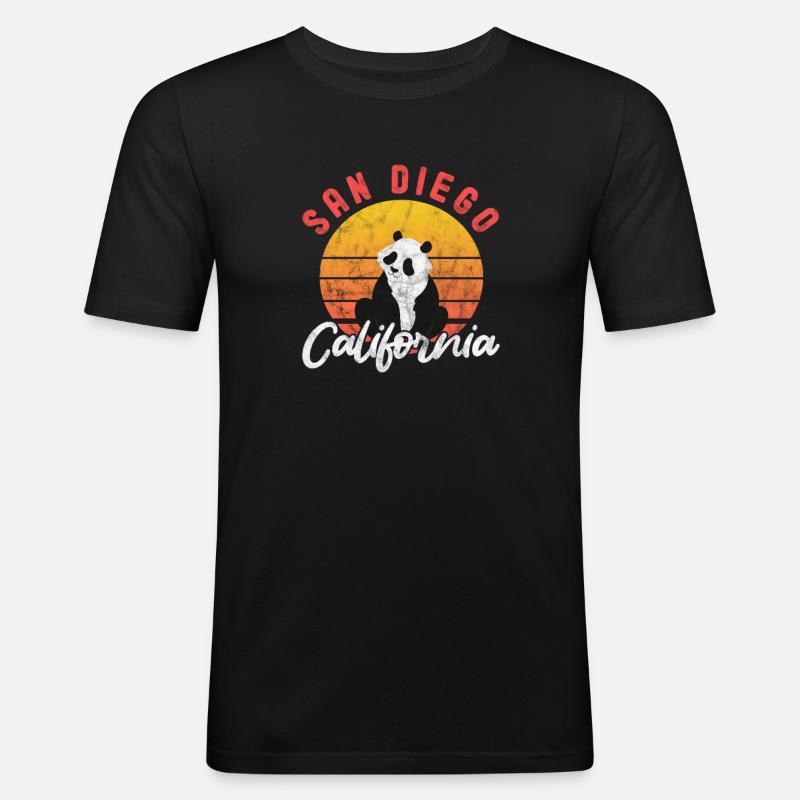 Panda - Männer Slim Fit T-Shirt - Schwarz