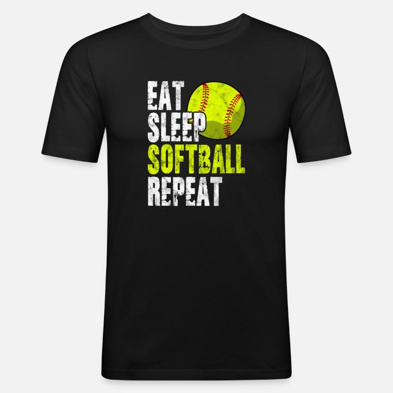 Softball - Männer Slim Fit T-Shirt - Schwarz