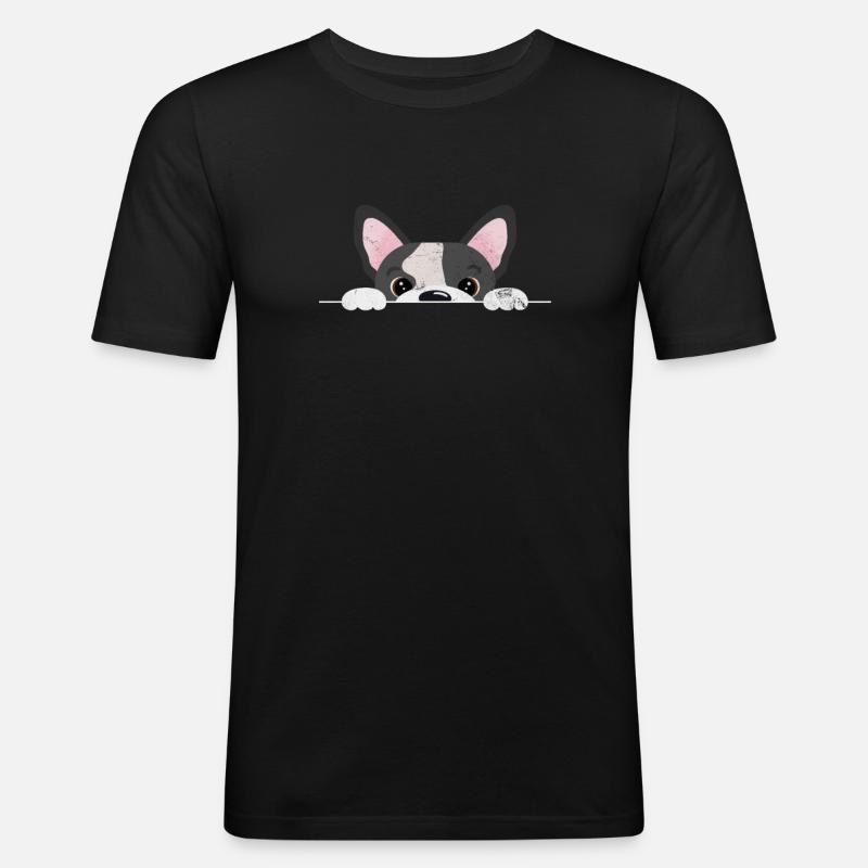 Boston Terrier - Männer Slim Fit T-Shirt - Schwarz