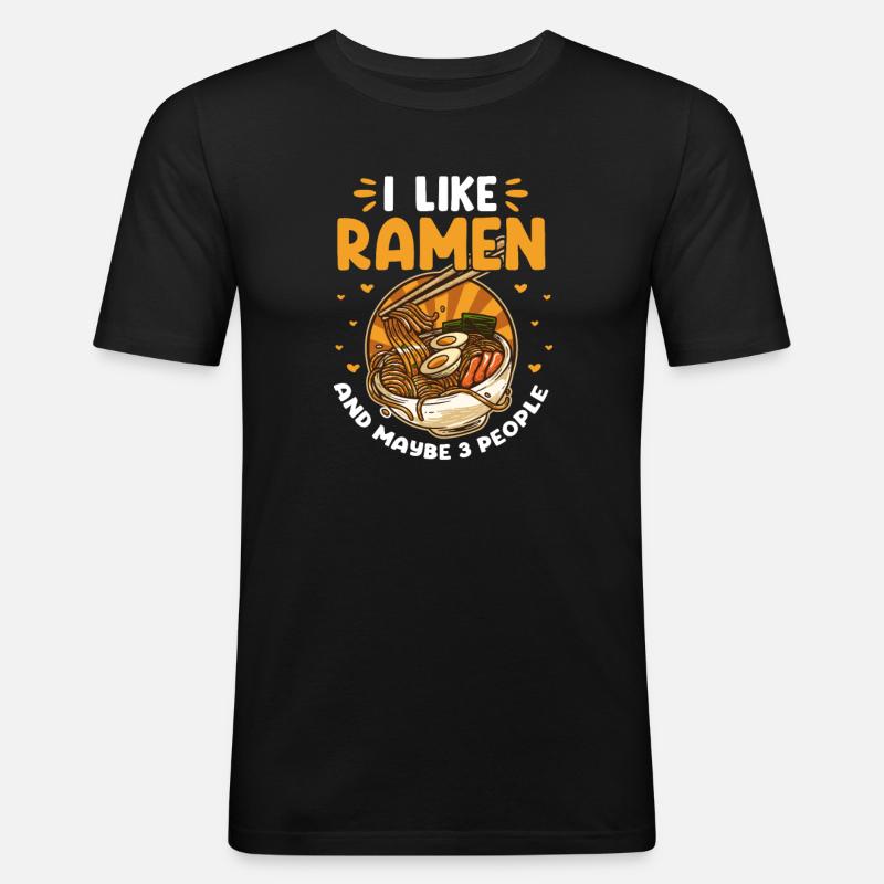 Ramen - Männer Slim Fit T-Shirt - Schwarz