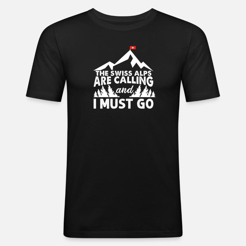 Schweiz - Männer Slim Fit T-Shirt - Schwarz
