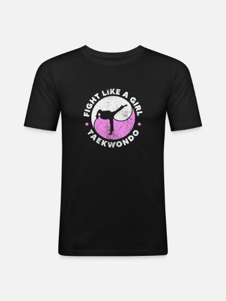Taekwondo Fille - T-shirt près du corps Homme - noir