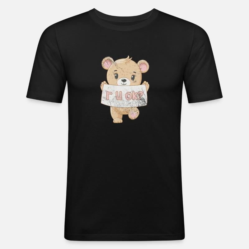 Teddybär - Männer Slim Fit T-Shirt - Schwarz