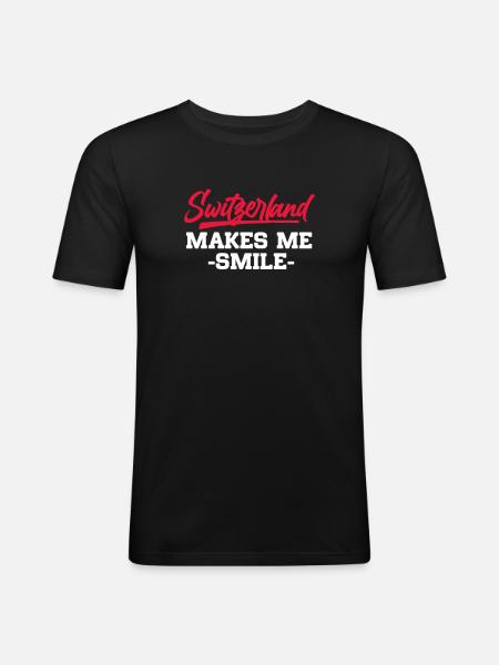 Suisse - T-shirt près du corps Homme - noir