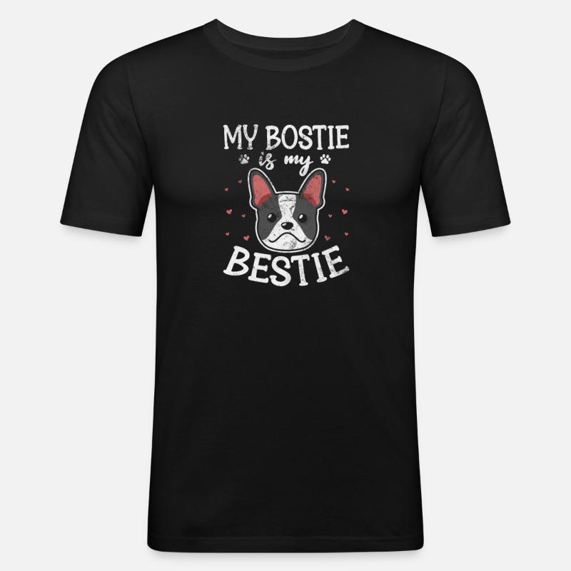 Boston Terrier - Männer Slim Fit T-Shirt - Schwarz