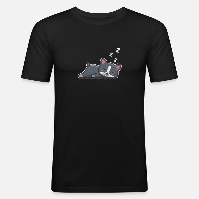 Boston Terrier - Männer Slim Fit T-Shirt - Schwarz