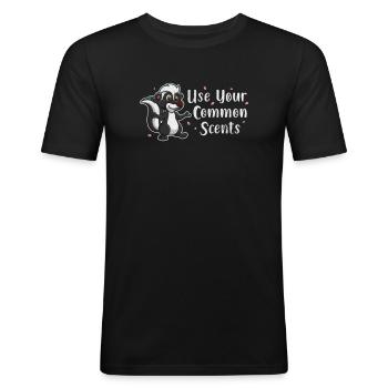 Stinktier Stinken Stinker Skunk Geschenk - Männer Slim Fit T-Shirt - Schwarz - Vorne - Nik (191cm)