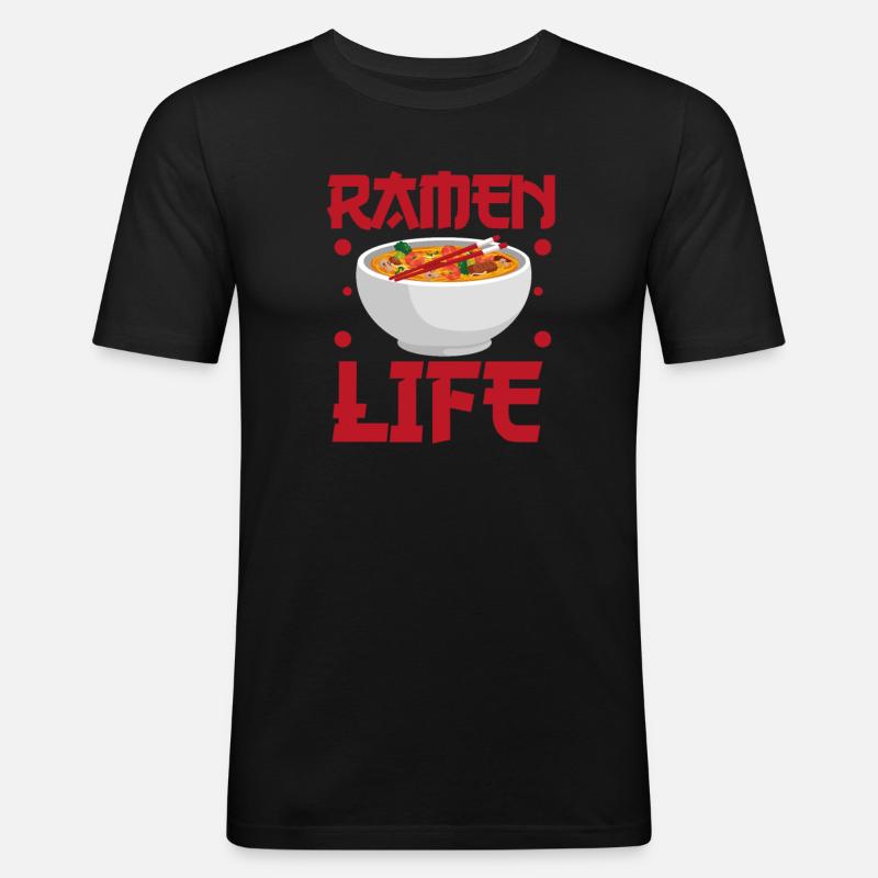 Ramen - Männer Slim Fit T-Shirt - Schwarz