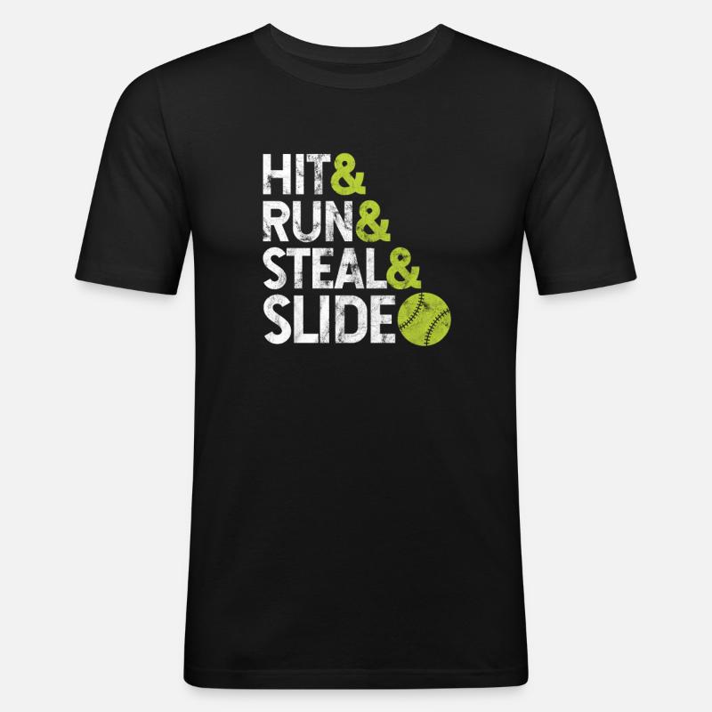 Softball - Männer Slim Fit T-Shirt - Schwarz