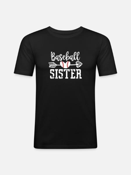 Baseball Schwester - Männer Slim Fit T-Shirt - Schwarz