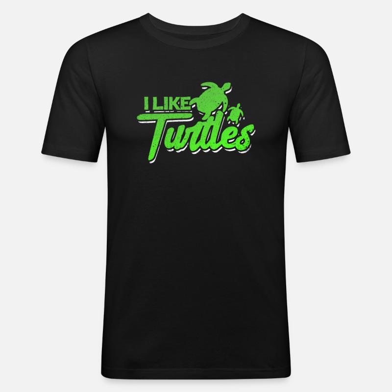 Schildkröte - Männer Slim Fit T-Shirt - Schwarz