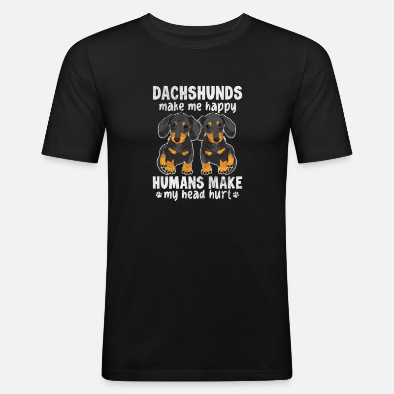 Teckel - T-shirt près du corps Homme - noir