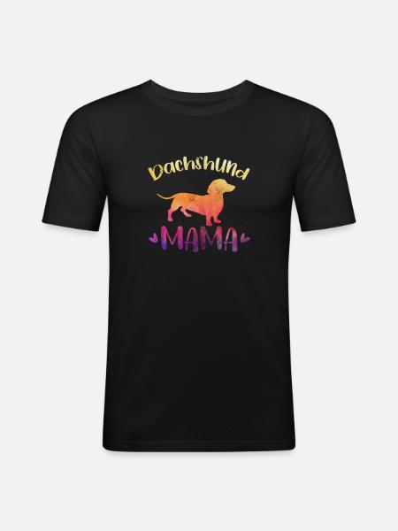 Teckel Maman - T-shirt près du corps Homme - noir