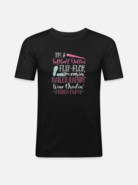 Mère de softball - T-shirt près du corps Homme - noir