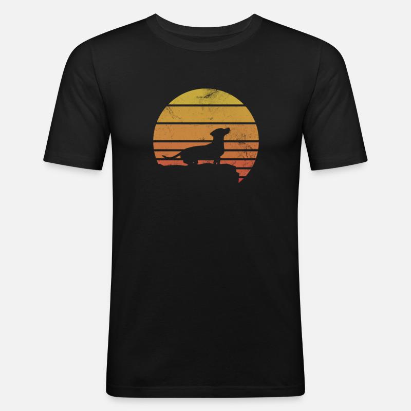 Dackel - Männer Slim Fit T-Shirt - Schwarz