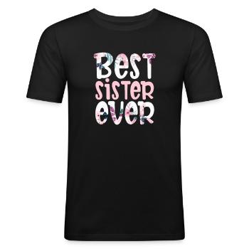 Schwester - Männer Slim Fit T-Shirt - Schwarz - Vorne - Nik (191cm)