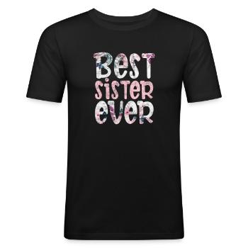 Soeur Frère Frères et sœurs Cadeau de famille - T-shirt près du corps Homme - noir - Devant - Nik (191cm)