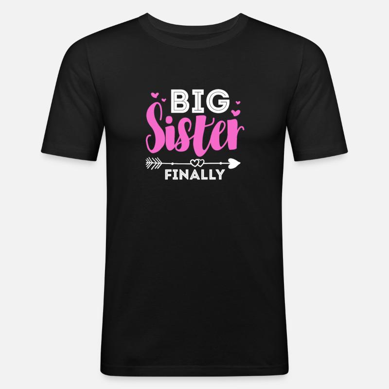 Große Schwester - Männer Slim Fit T-Shirt - Schwarz