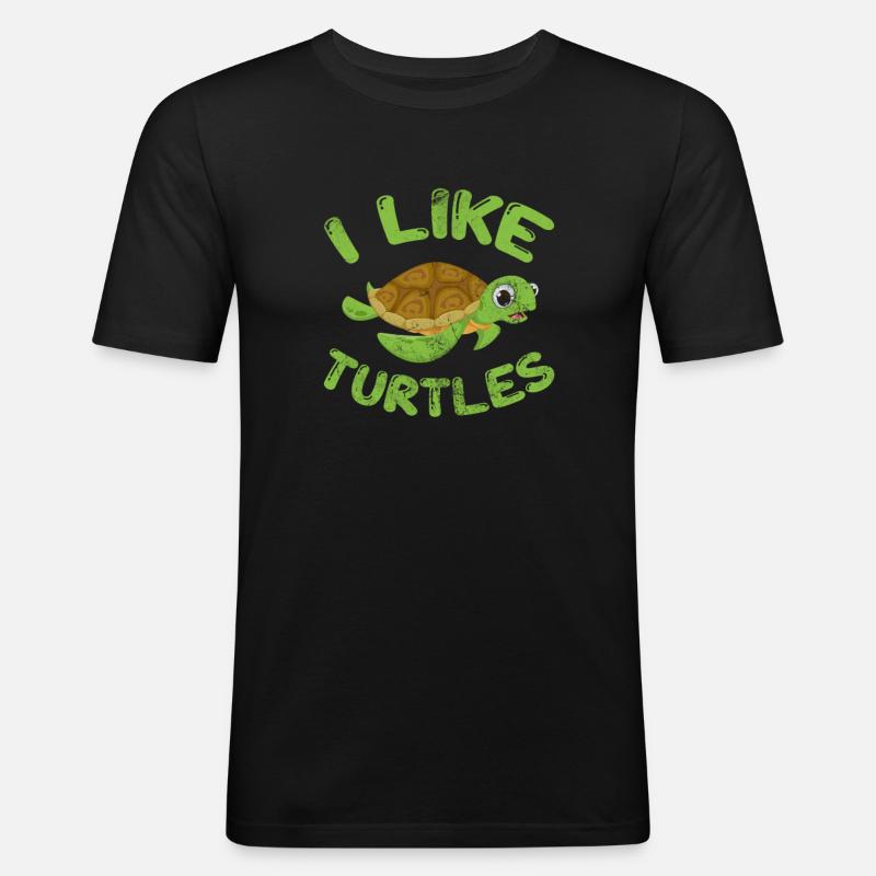 Schildkröte - Männer Slim Fit T-Shirt - Schwarz