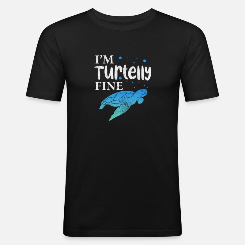 Schildkröte - Männer Slim Fit T-Shirt - Schwarz