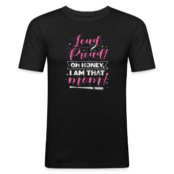 Mère de softball - T-shirt près du corps Homme - noir - Devant - Nik (191cm)