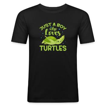 Tortue Tortue Sea Créatures marines Cadeau - T-shirt près du corps Homme - noir - Devant - Nik (191cm)