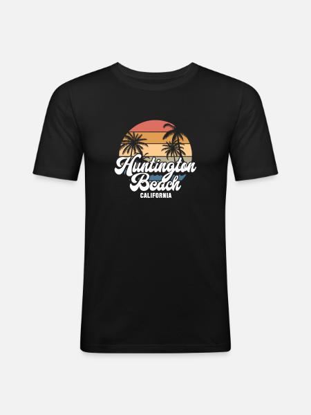 Huntington Beach California - Men's Slim Fit T-Shirt - black