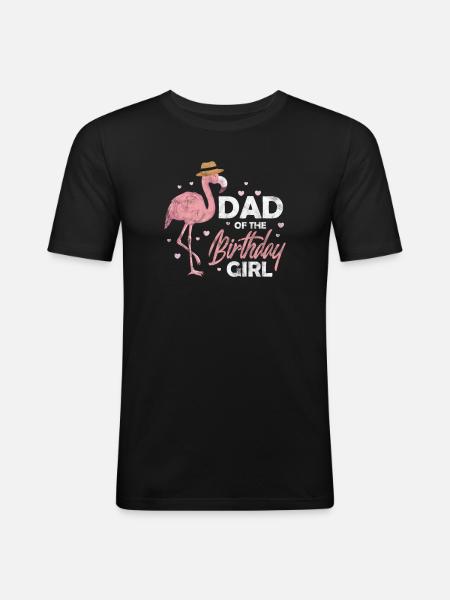 Flamingo Birthday Father - Men's Slim Fit T-Shirt - black