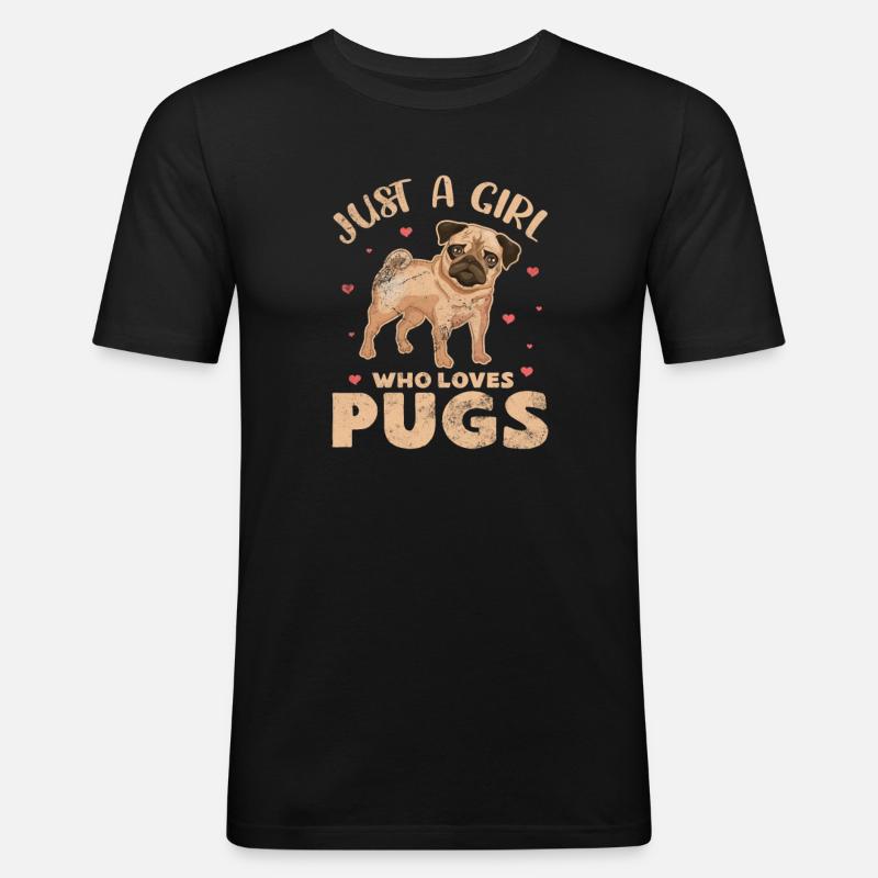 Mops - Männer Slim Fit T-Shirt - Schwarz