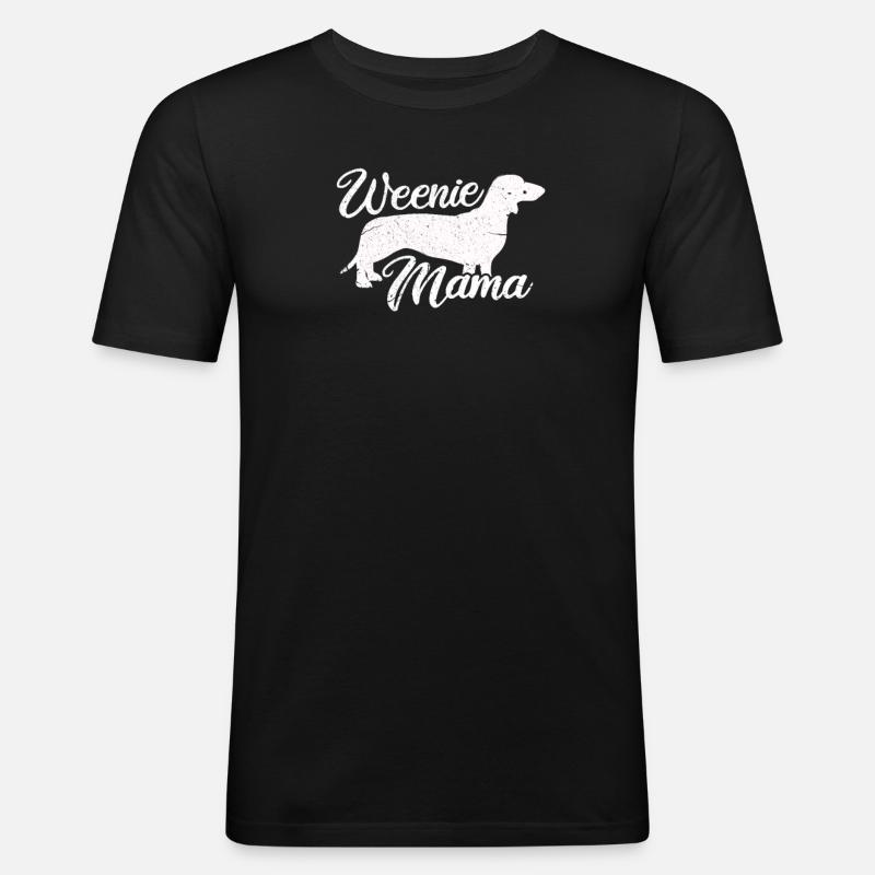 Dackel Mama - Männer Slim Fit T-Shirt - Schwarz