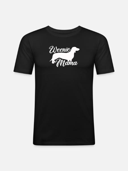 Dackel Mama - Männer Slim Fit T-Shirt - Schwarz