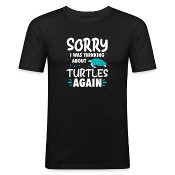 Tortue Tortue Sea Créatures marines Cadeau - T-shirt près du corps Homme - noir - Devant - Nik (191cm)