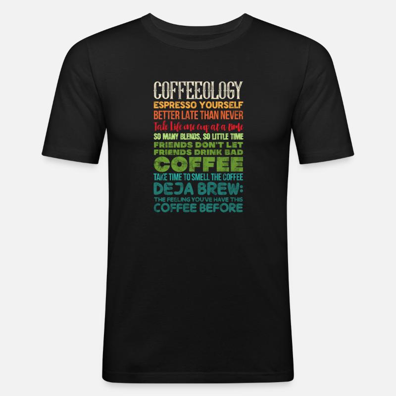 Kaffee - Männer Slim Fit T-Shirt - Schwarz