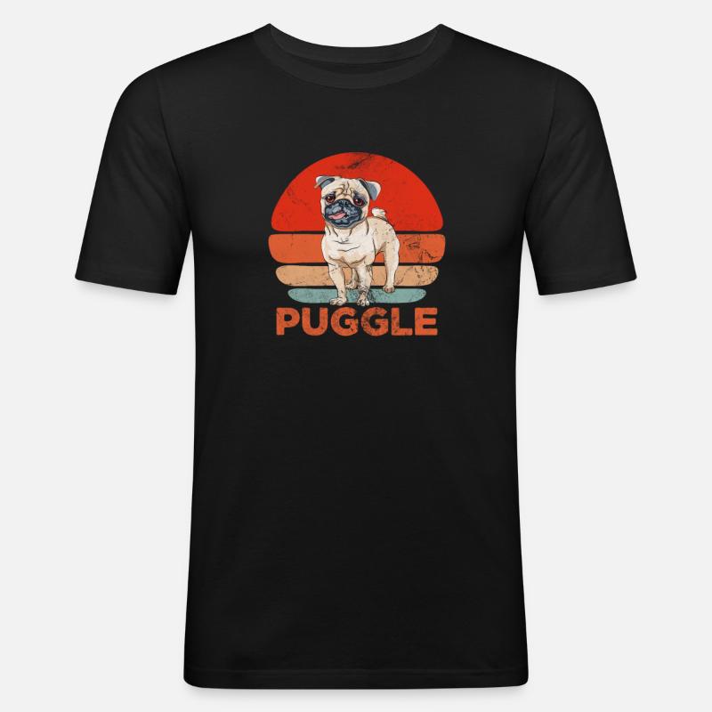 Mops - Männer Slim Fit T-Shirt - Schwarz
