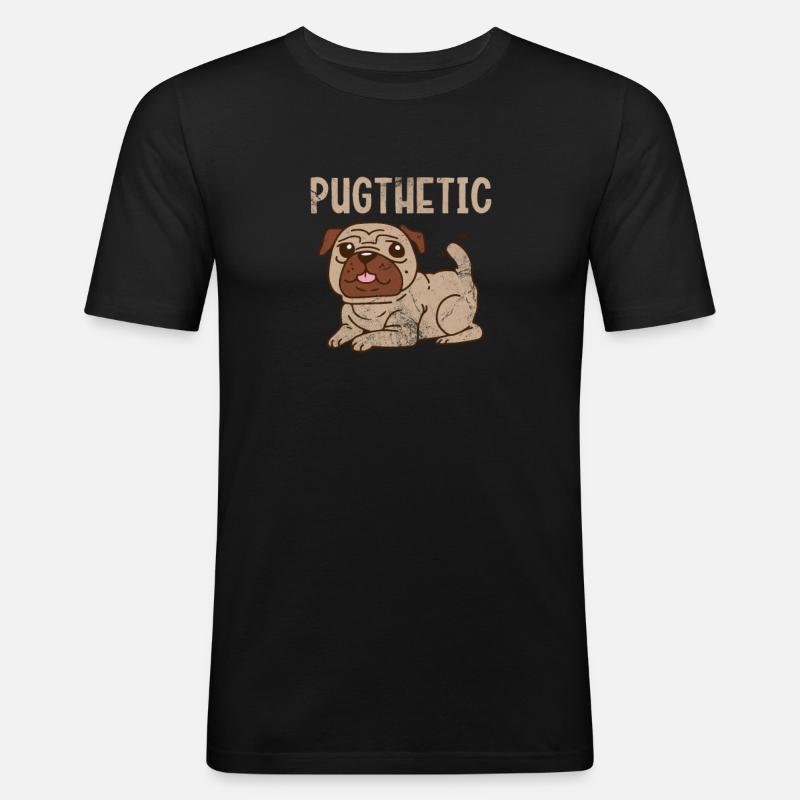 Mops - Männer Slim Fit T-Shirt - Schwarz
