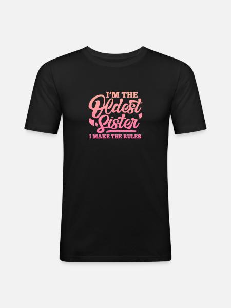 Schwester - Männer Slim Fit T-Shirt - Schwarz