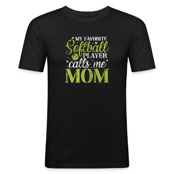 Mère de softball - T-shirt près du corps Homme - noir - Devant - Nik (191cm)