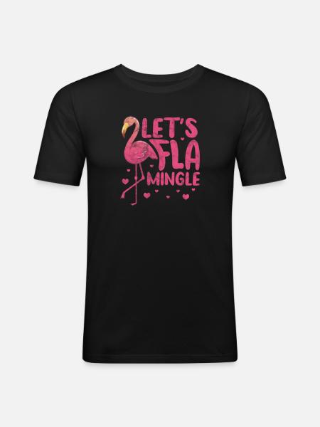 Flamingo - Männer Slim Fit T-Shirt - Schwarz