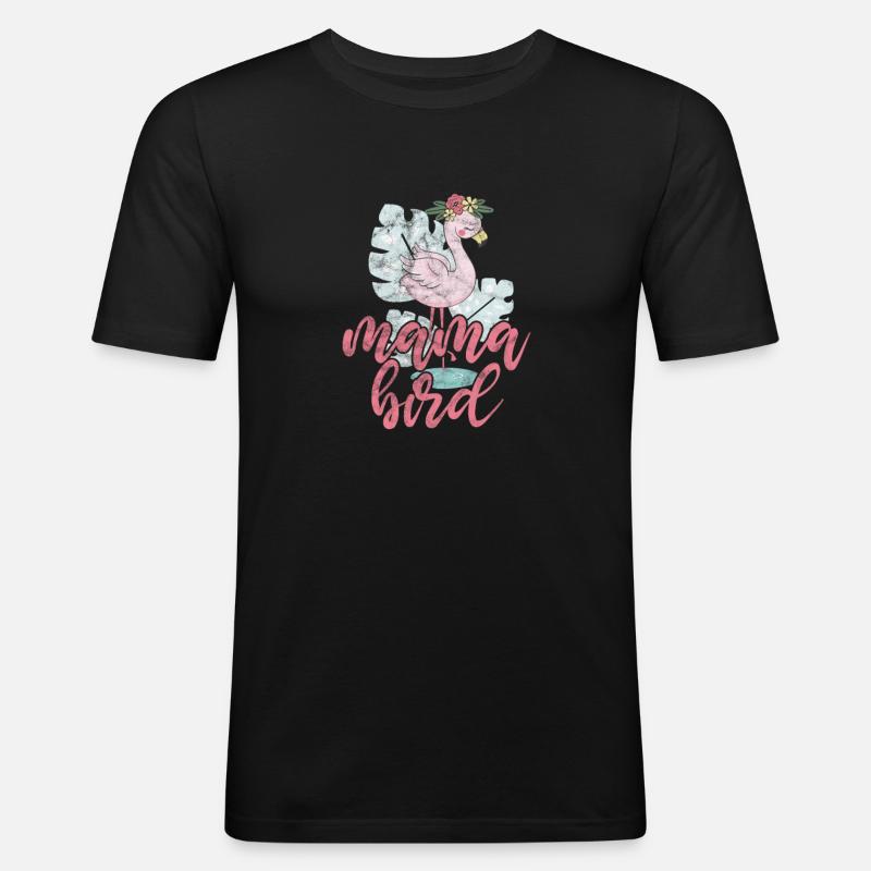 Flamingo Mutter - Männer Slim Fit T-Shirt - Schwarz