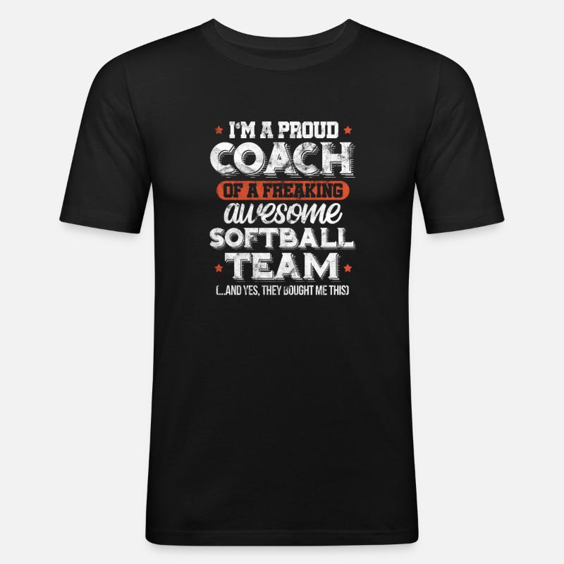 Softball Coach - Männer Slim Fit T-Shirt - Schwarz