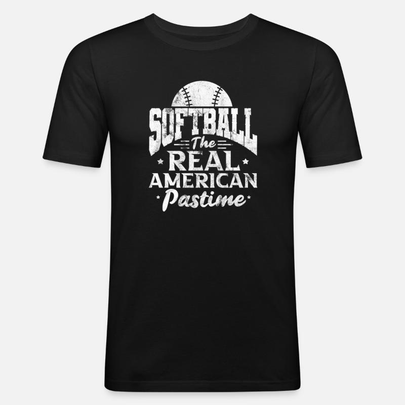 Softball - Männer Slim Fit T-Shirt - Schwarz
